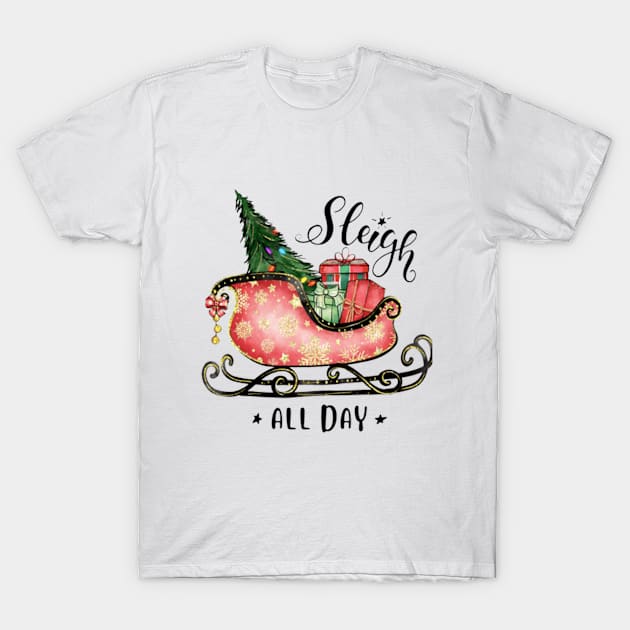 Christmas Sleigh | Merry Christmas 2022 | Sleigh All Day | Christmas Tree T-Shirt by marklaunch